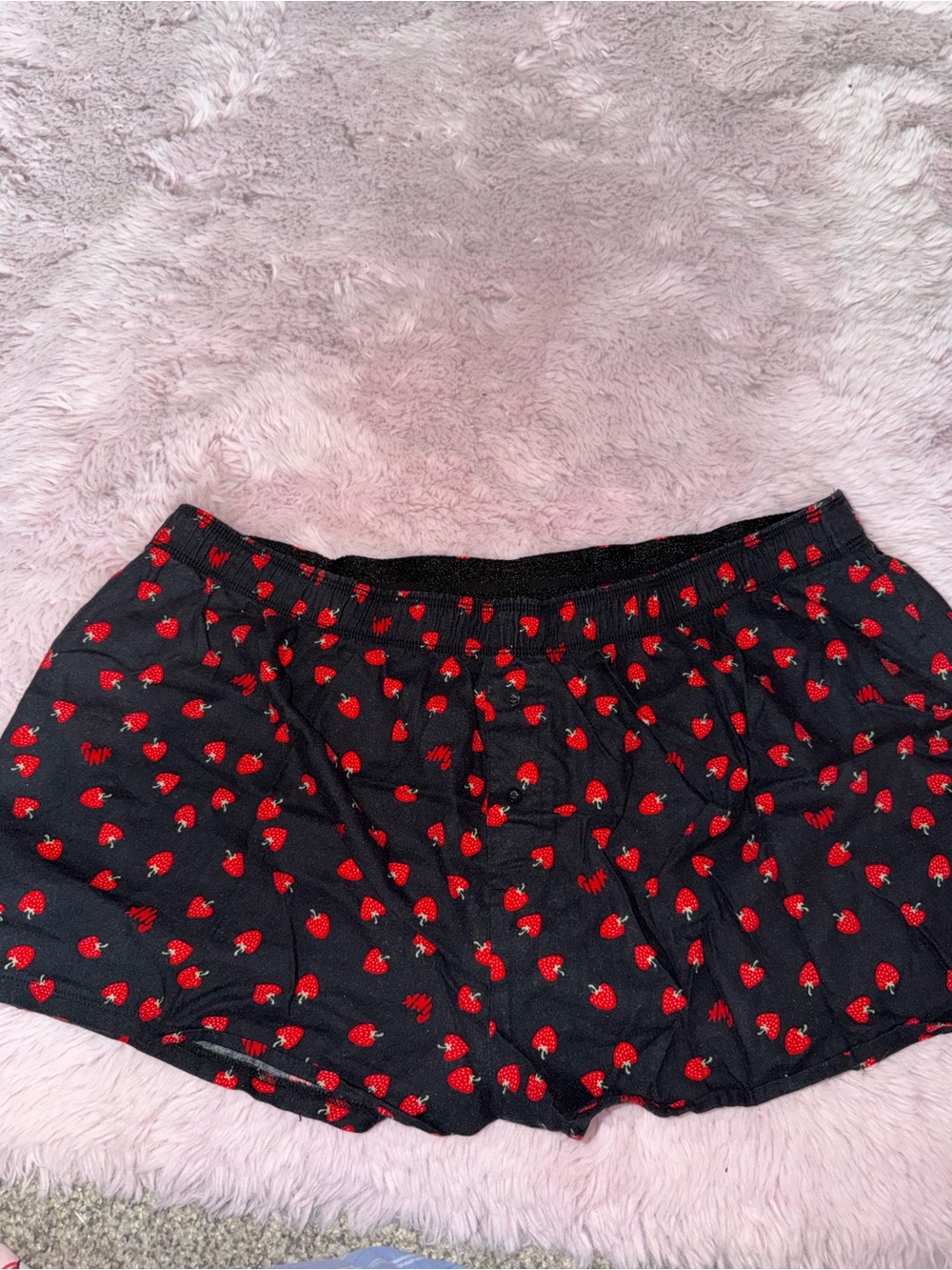 PINK Black Strawberry Print Sleep Shorts - Women